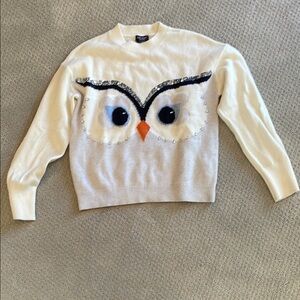 Kate Spade Women's Cream Wool Owl Sweater